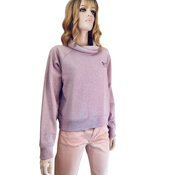 UNDER ARMOUR Fleece Pullover Top Sweater Sweatshirt Rival Wrap Neck Cotton Loose - Picture 5 of 13